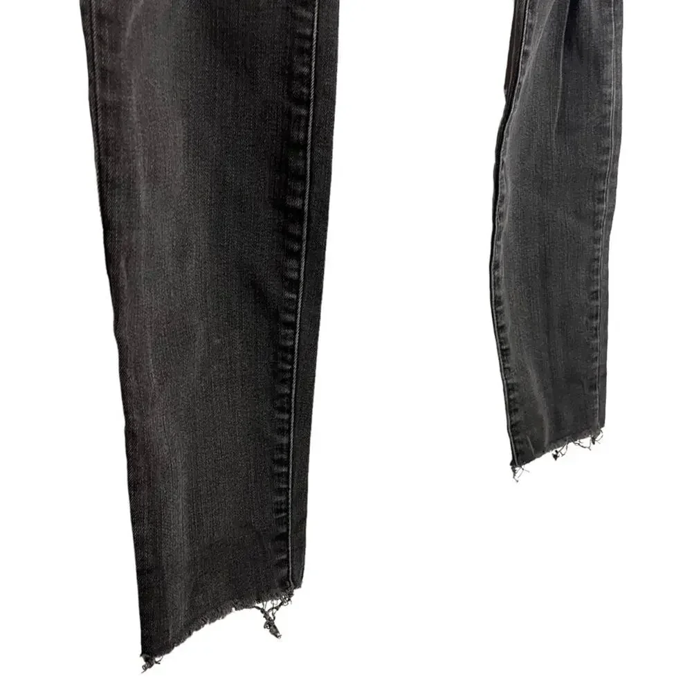 MADEWELL HIGH RISER Black Gray Wash SKINNY SKINNY Zip Fly Raw Hem Jeans sz 25